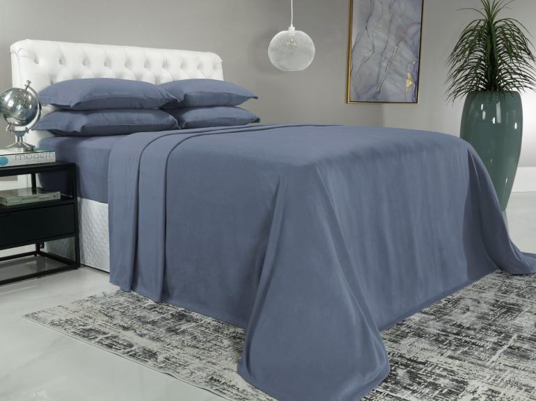 Jogo de Cama Queen Plush feito de Manta de Microfibra - Conforto Azul Stone - Dui Design