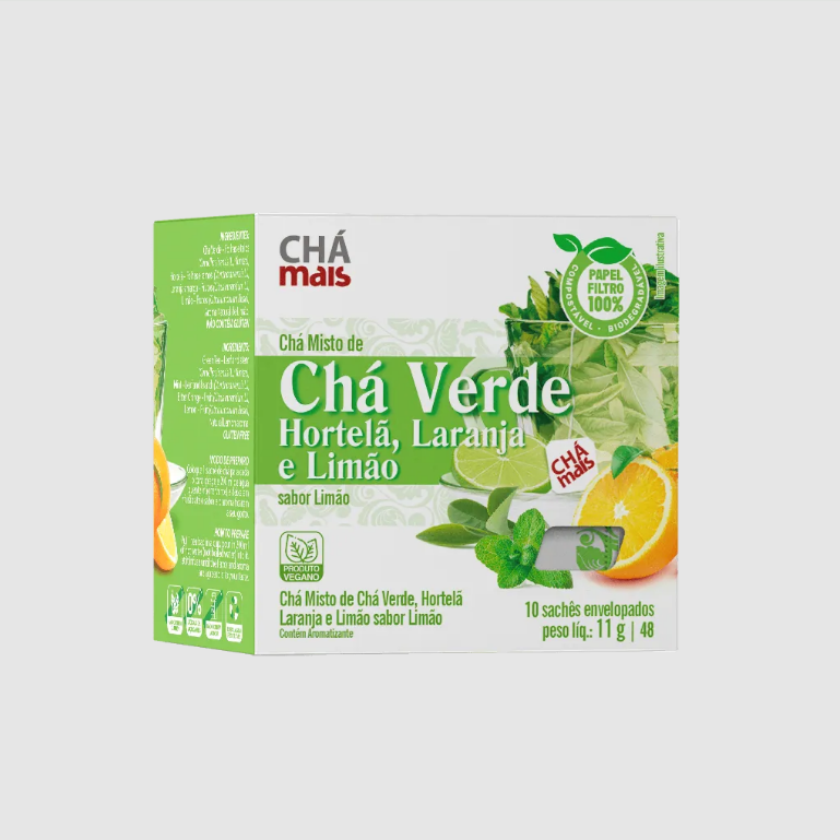 CHÁ MISTO DE CHÁ VERDE, HORTELÃ, LARANJA E LIMÃO - 10 Sachês