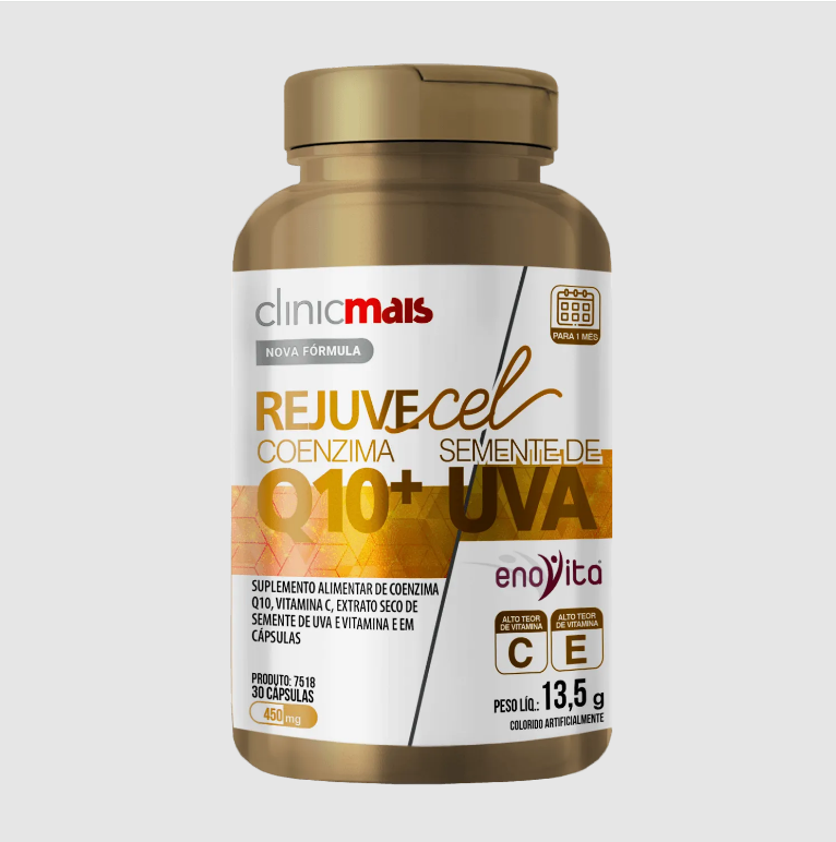 REJUVECEL Q10+ - Coenzima Q10 e Semente de Uva - 30 Cápsulas