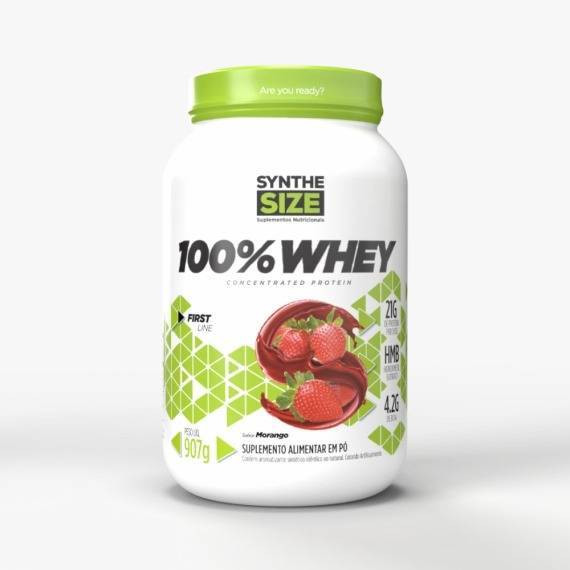 100% Whey Protein Concentrado - 907g Morango - Synthe Size